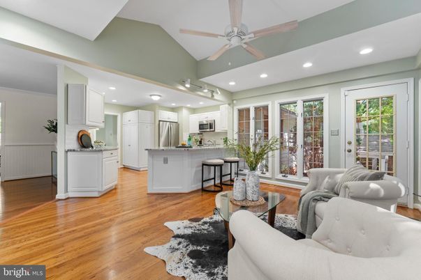 Interior, Kitchen, Living room, Recessed Lighting, Stainless Steel Appliances, Wood Texture Flooring