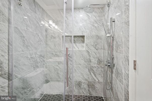 Bathroom, Glass Shower, Interior, Marble Walls