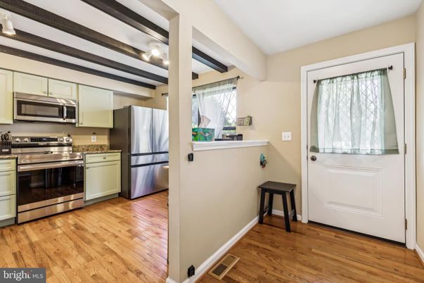 Interior, Kitchen, Stainless Steel Appliances, Wooden Beams, Wood Texture Flooring