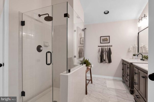 Bathroom, Glass Shower, Interior, Marble, Recessed Lighting