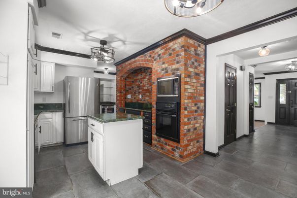 Interior, Kitchen, Stainless Steel Appliances, Stone Walls