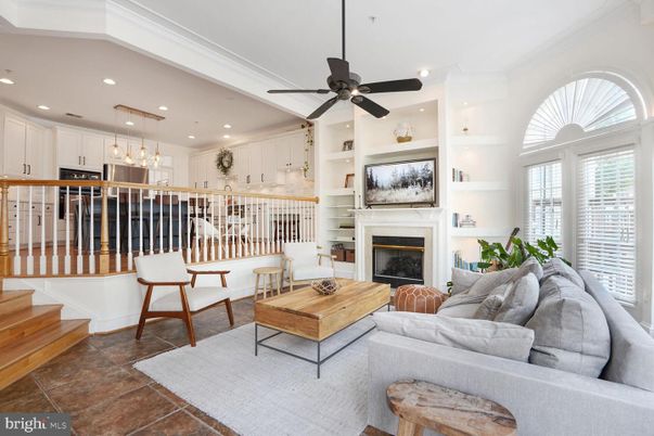 Fireplace, Interior, Kitchen, Living room, Pendant Lights, Recessed Lighting