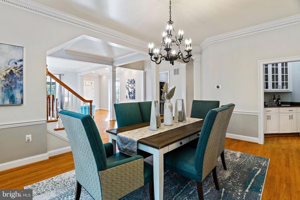 Chandelier, Dining room, Interior, Wood Texture Flooring