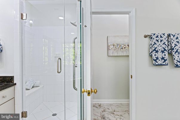 Bathroom, Glass Shower, Interior, Marble, Recessed Lighting
