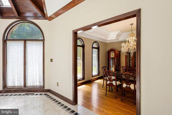 Chandelier, Dining room, Interior, Wooden Beams, Wood Texture Flooring