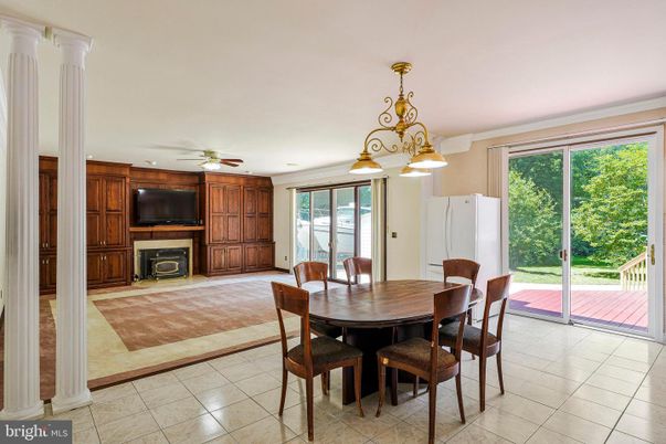 Dining room, Fireplace, Interior, Pendant Lights