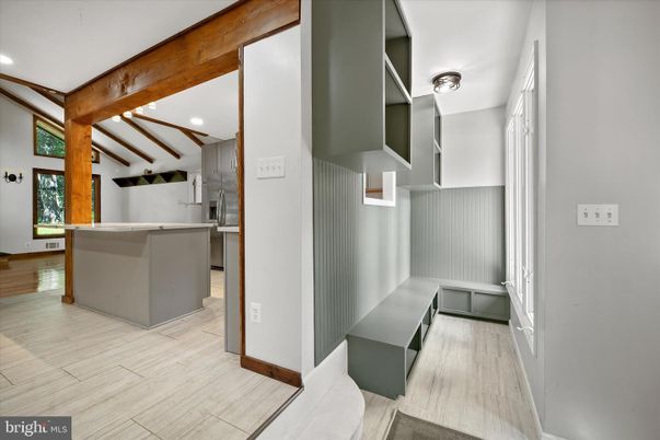 Interior, Kitchen, Recessed Lighting, Wooden Beams, Wood Texture Flooring