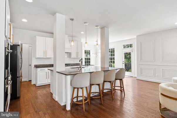 Interior, Kitchen, Pendant Lights, Recessed Lighting, Wood Texture Flooring
