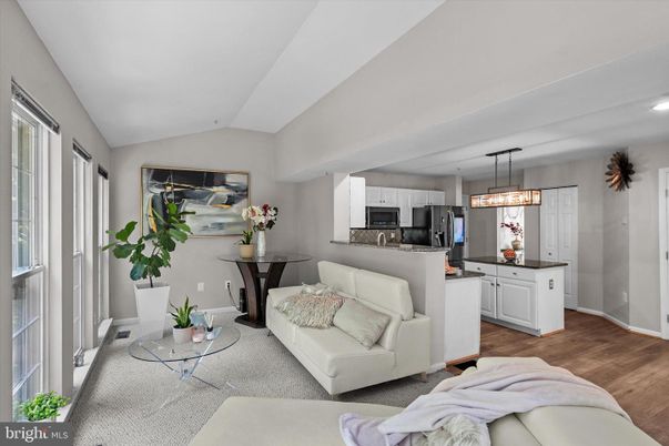 Interior, Kitchen, Living room, Pendant Lights, Recessed Lighting, Stainless Steel Appliances, Wood Texture Flooring
