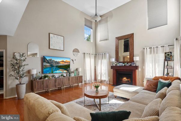 Fireplace, Interior, Living room, Pendant Lights, Wood Texture Flooring