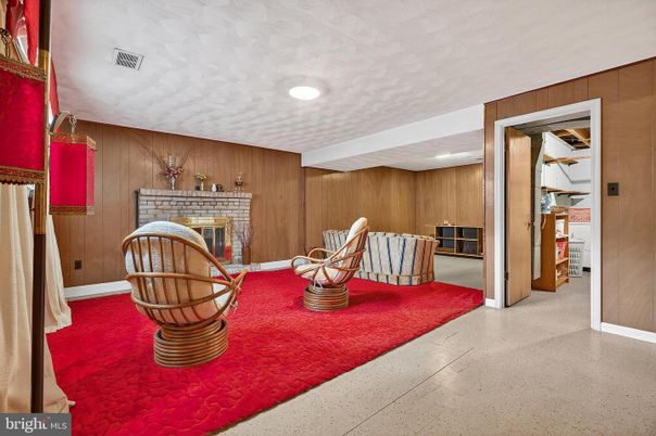 Fireplace, Interior, Recessed Lighting, Wooden Walls