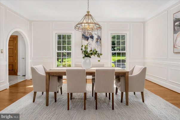 Chandelier, Dining room, Interior, Pendant Lights, Wood Texture Flooring