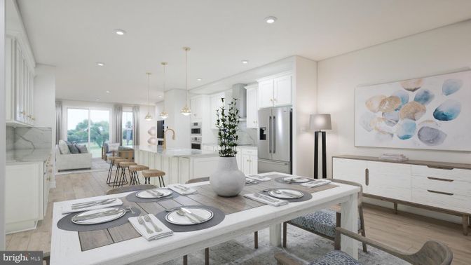 Dining room, Interior, Kitchen, Living room, Pendant Lights, Recessed Lighting, Wood Texture Flooring