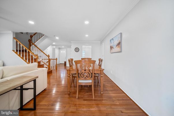 Dining room, Interior, Recessed Lighting, Wood Texture Flooring