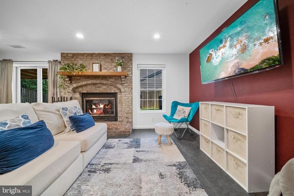 Fireplace, Interior, Living room, Recessed Lighting, Stone Walls