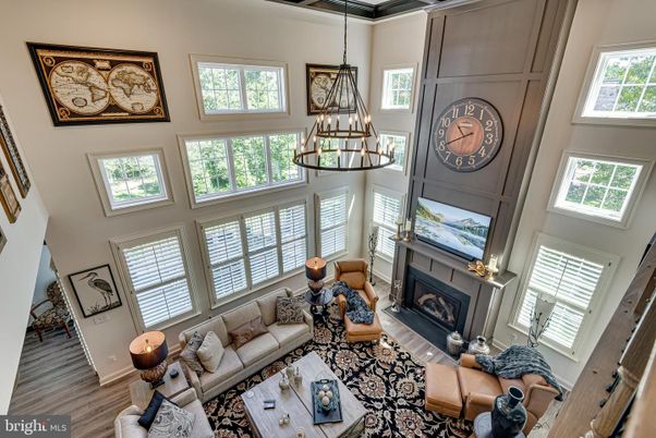 Chandelier, Fireplace, Interior, Living room, Pendant Lights, Wood Texture Flooring