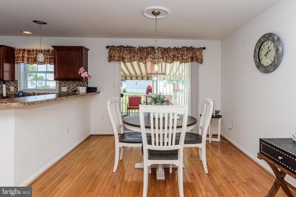 Dining room, Interior, Pendant Lights, Recessed Lighting, Wood Texture Flooring