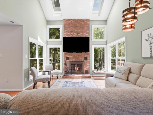 Fireplace, Interior, Living room, Stone Walls, Wood Texture Flooring