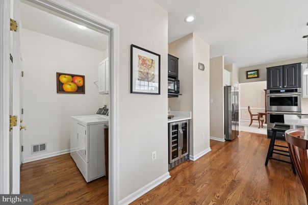 Dining room, Interior, Recessed Lighting, Washer, Wood Texture Flooring
