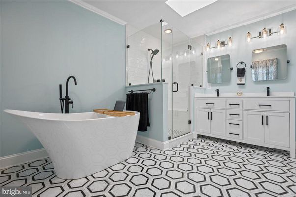 Bathroom, Dual Sink Vanities, Free Standing Baths, Glass Shower, Interior