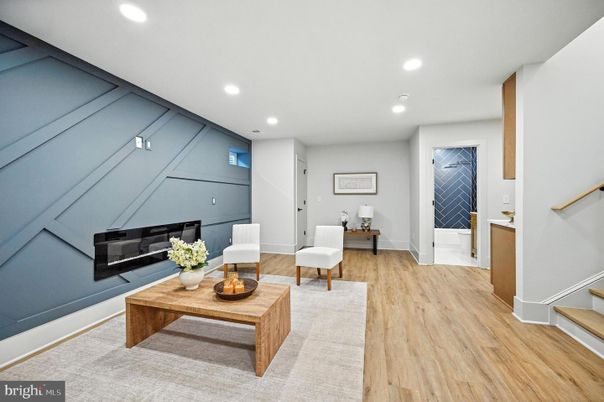 Fireplace, Interior, Recessed Lighting, Wood Texture Flooring