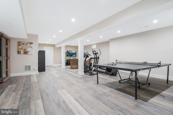 Fitness Equipment, Game Room, Interior, Recessed Lighting, Wood Texture Flooring