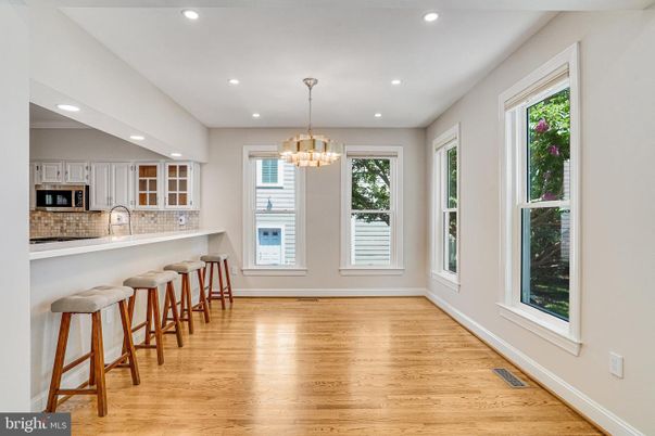 Chandelier, Interior, Kitchen, Pendant Lights, Recessed Lighting, Wood Texture Flooring