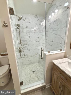 Bathroom, Glass Shower, Interior, Marble Walls