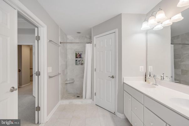 Bathroom, Dual Sink Vanities, Glass Shower, Interior