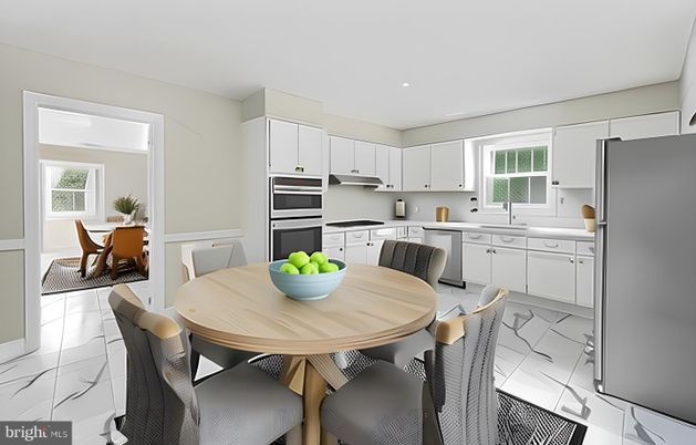 Dining room, Interior, Kitchen, Marble, Recessed Lighting