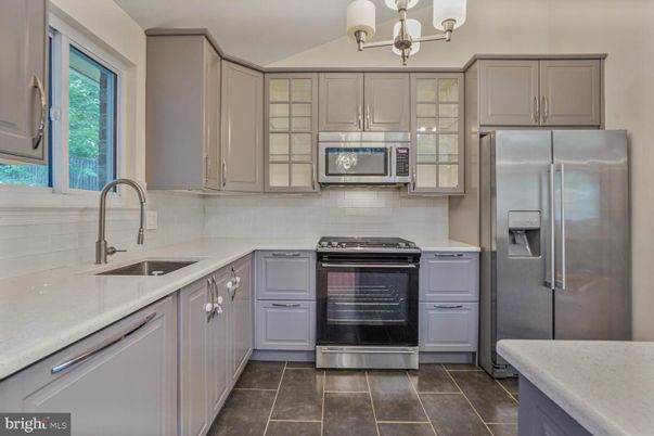 Chandelier, Interior, Kitchen, Stainless Steel Appliances