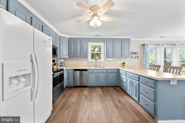 Interior, Kitchen, Stainless Steel Appliances, Wood Texture Flooring