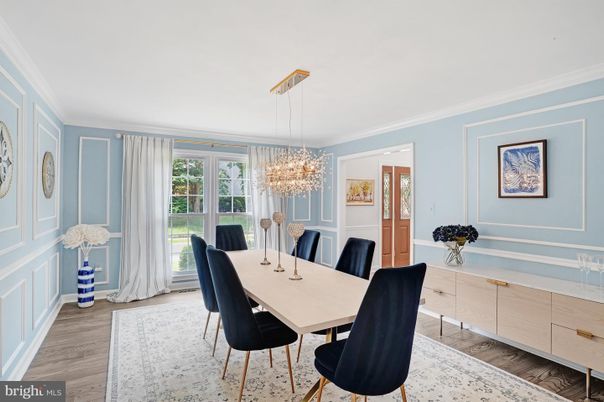 Chandelier, Dining room, Interior, Wood Texture Flooring
