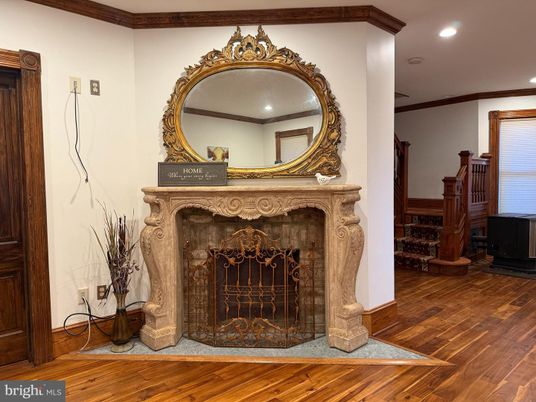Fireplace, Interior, Recessed Lighting, Wood Texture Flooring