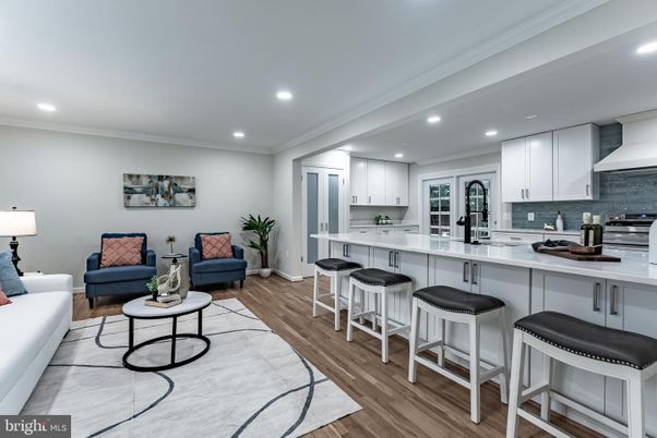 Interior, Kitchen, Living room, Recessed Lighting, Wood Texture Flooring