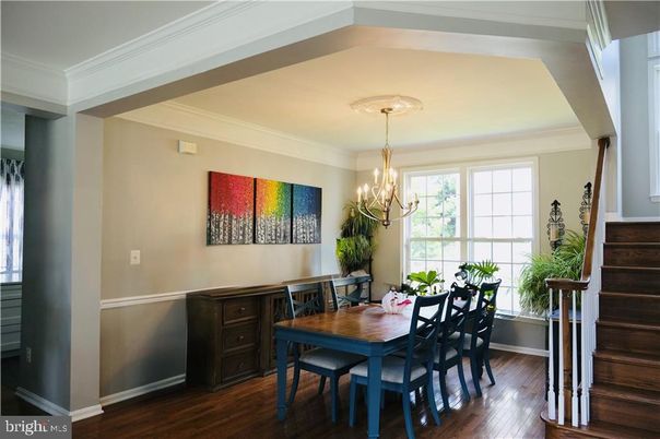 Chandelier, Dining room, Interior, Wood Texture Flooring