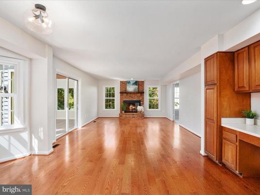 Empty room, Fireplace, Interior, Recessed Lighting, Wood Texture Flooring