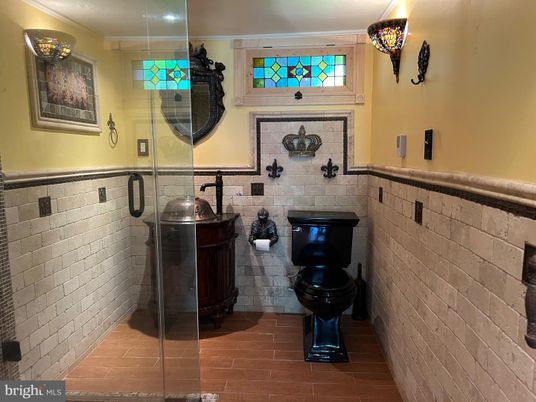 Bathroom, Interior, Stone Walls, Wood Texture Flooring