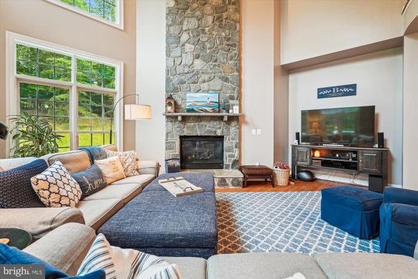 Fireplace, Interior, Living room, Stone Walls, Wood Texture Flooring