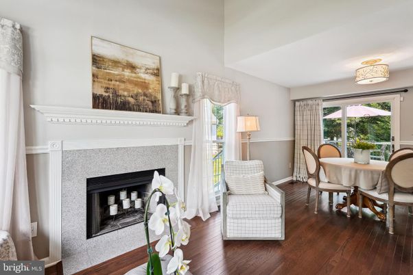 Dining room, Fireplace, Interior, Wood Texture Flooring