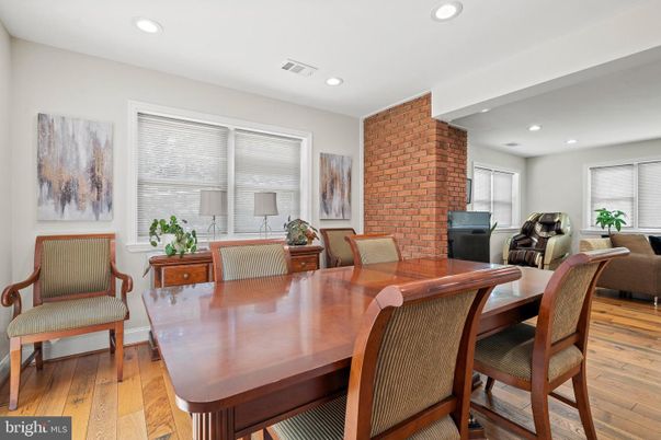 Dining room, Interior, Recessed Lighting, Stone Walls, Wood Texture Flooring
