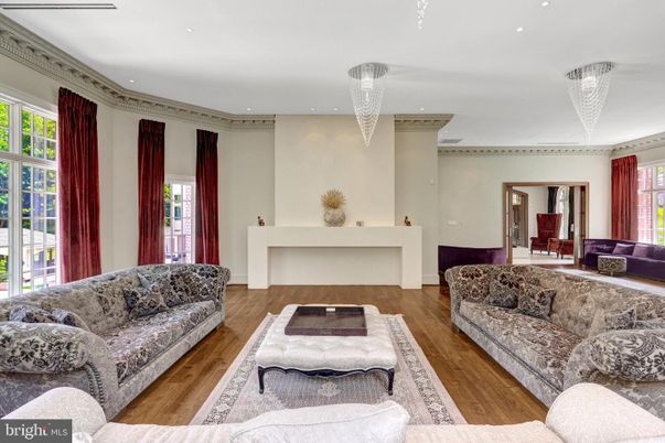 Chandelier, Fireplace, Interior, Living room, Recessed Lighting, Wood Texture Flooring