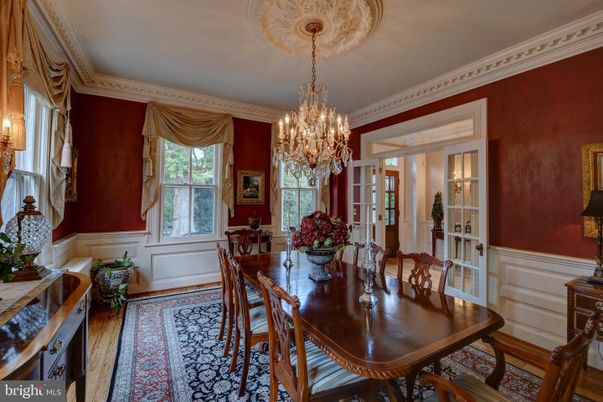 Chandelier, Dining room, Interior, Wood Texture Flooring