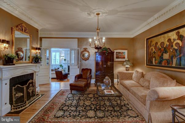 Chandelier, Fireplace, Interior, Living room, Pendant Lights, Wood Texture Flooring