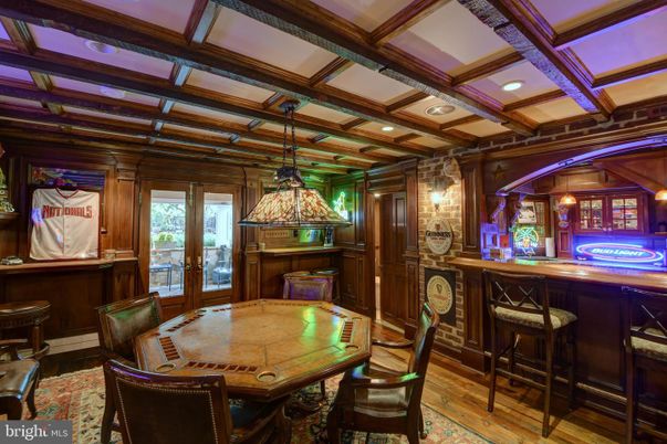 Dining room, Interior, Pendant Lights, Recessed Lighting, Wooden Beams, Wood Texture Flooring