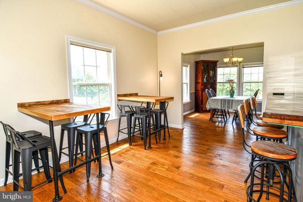 Chandelier, Dining room, Interior, Wood Texture Flooring