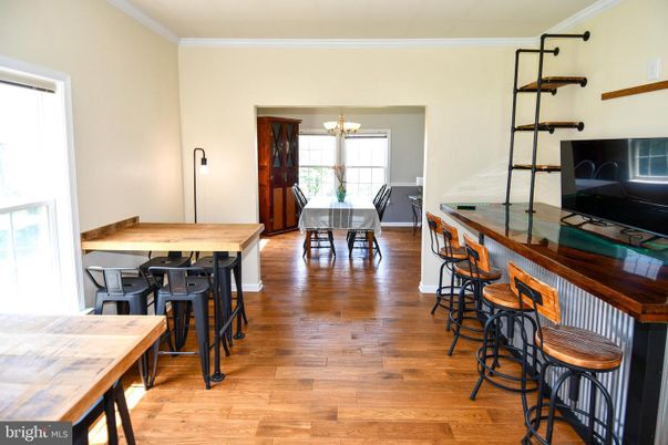 Chandelier, Dining room, Interior, Wood Texture Flooring