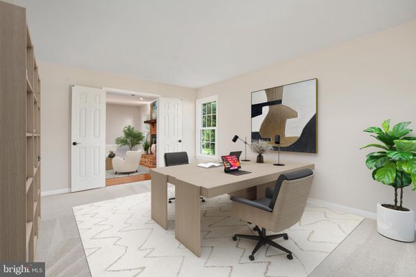 Home Office, Interior, Recessed Lighting, Wood Texture Flooring