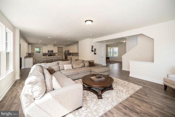 Interior, Kitchen, Living room, Recessed Lighting, Stainless Steel Appliances, Wood Texture Flooring