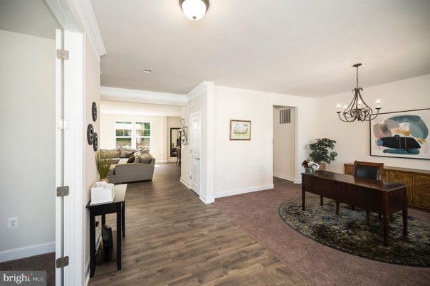 Chandelier, Home Office, Interior, Wood Texture Flooring